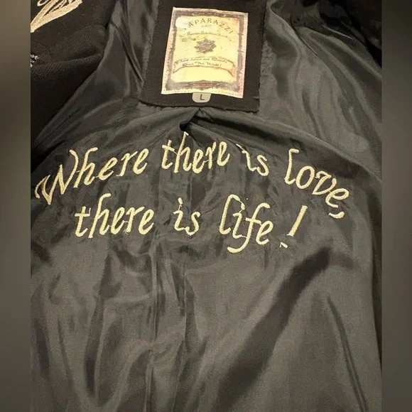 🎄Black Embroidered Long Coat, boutique purchase, by paparazzi, size L - Picture 3 of 9